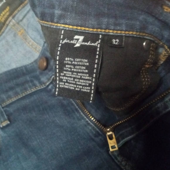 7 For All Mankind Dark Wash 5 Pocket Slimmy Straight Leg Jeans Size 32 - Picture 10 of 10